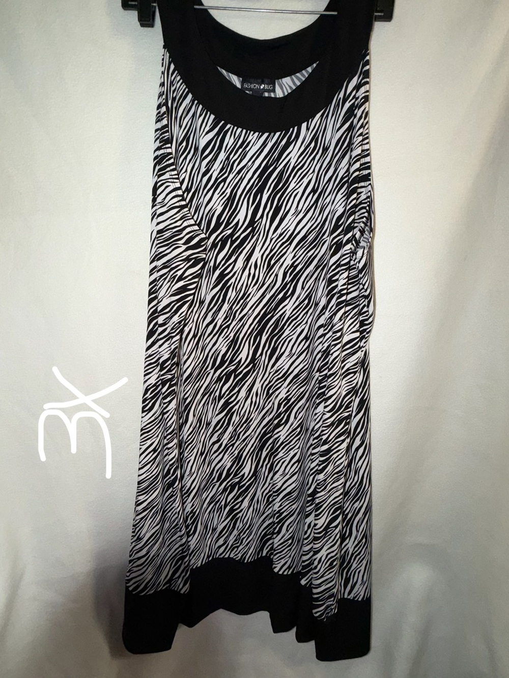Black & White Zebra Print Scoop Neck Midi Dress